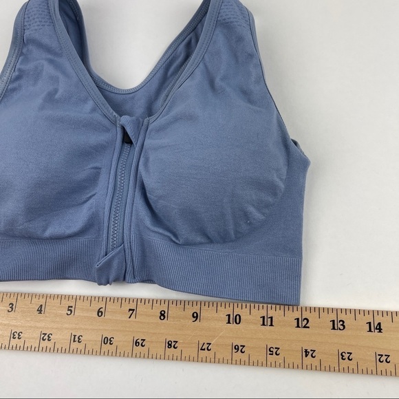 Sports Bra Womens Blue Front Zip Padded - Picture 6 of 8
